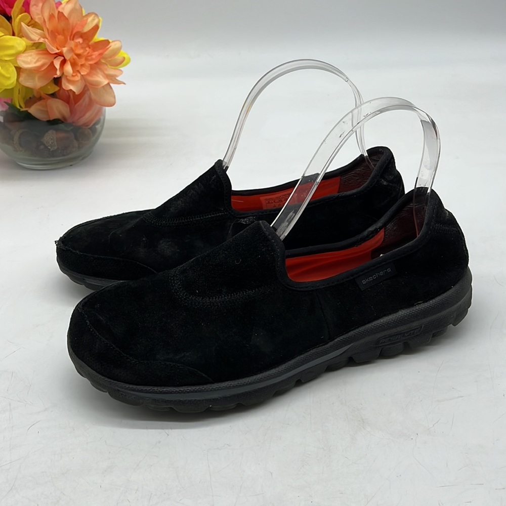 Skechers Black Suede Slip On Loafers Memory Foam Footbed Size 8. BLO2898F - Picture 3 of 8